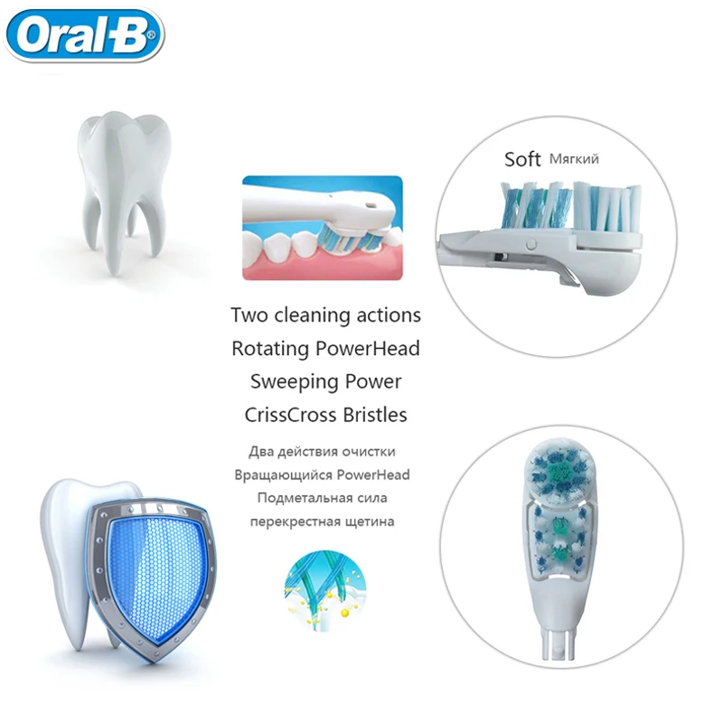 Oral B электрические зубные щётки Зубная щётка Cross Action двойного Чистота способный