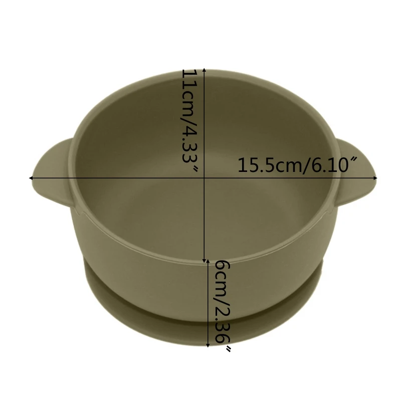 

Solid Colour Baby Silicone Plate Bowl Toddler Feeding Double Handle Bowl Dishes 54DF