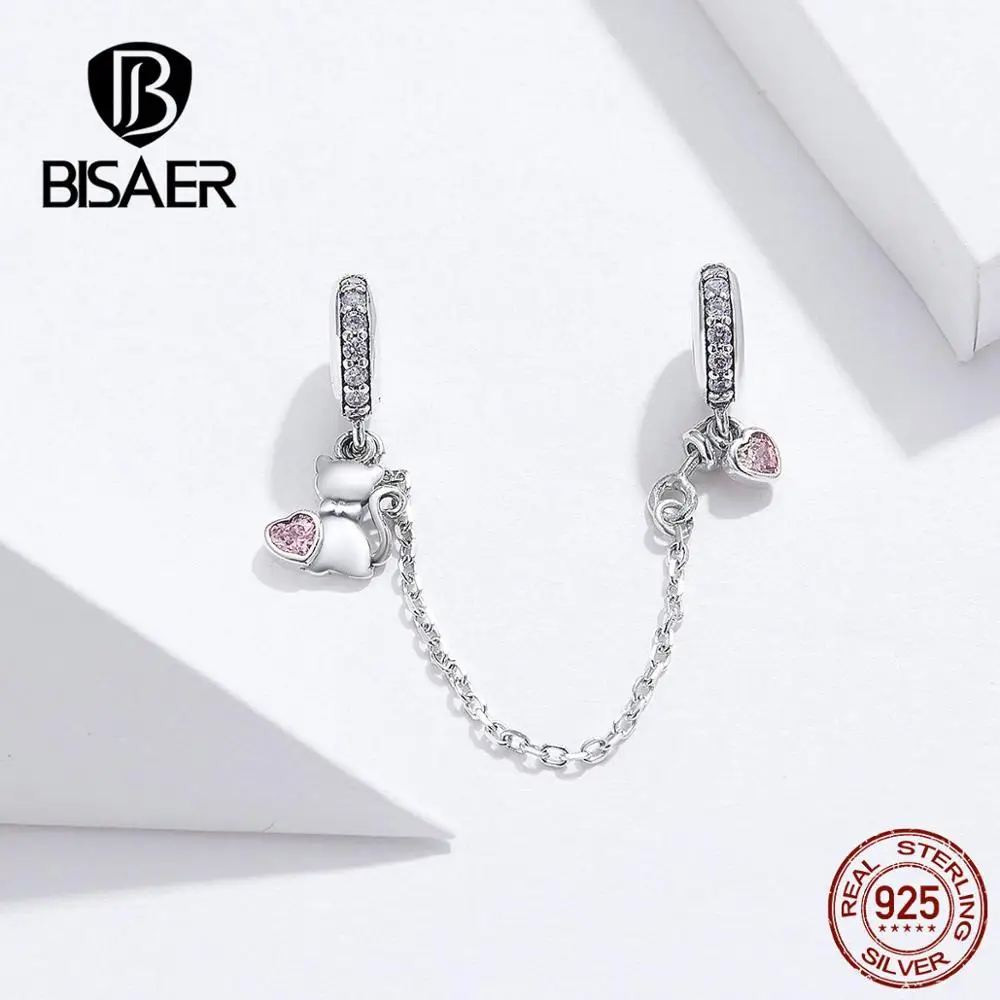 BISAER, настоящее 925 пробы, серебряный замок в виде сердца и брелок с цепочкой "Love", пробки, очаровательные бусины, подходит для браслета, серебро 925, ювелирные изделия GXC1233