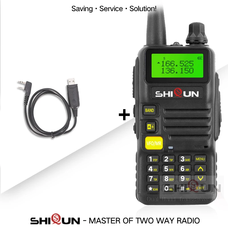 Ham радио для охоты SQ-UV25 двухдиапазонный 5W VHF UHF иди и болтай Walkie Talkie “иди и обновление Baofeng UV-82 УФ 5R UV-5R иди и болтай Walkie Talkie S UV-R50 R50-2 - Цвет: Black-Program.Cable