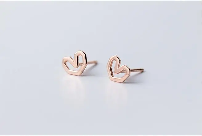 Rose Gold Trusta, 925 пробы, серебряные ювелирные изделия, модные милые миниатюрные серьги-гвоздики 0,7 см X 0,6 см с милым сердечком, подарок для девочек, детей, леди, DS194 - Окраска металла: Rose Gold