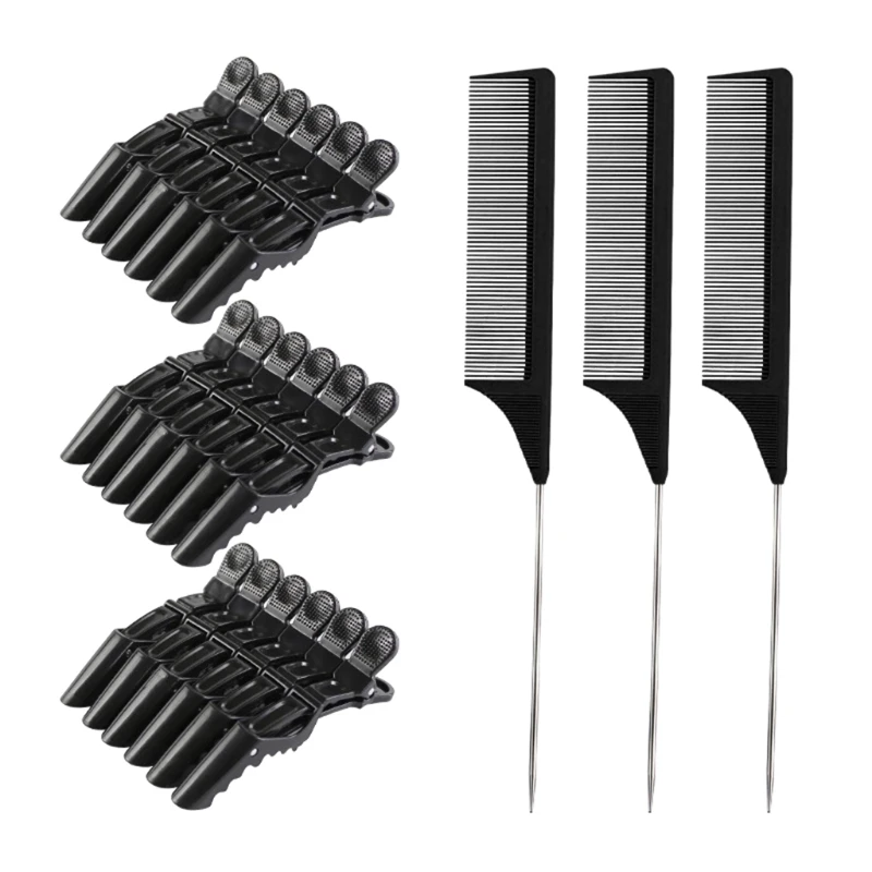 

1Set Non-slip Fashion Hair Clips Steel Tail Comb Hairdressing Tool for Salon