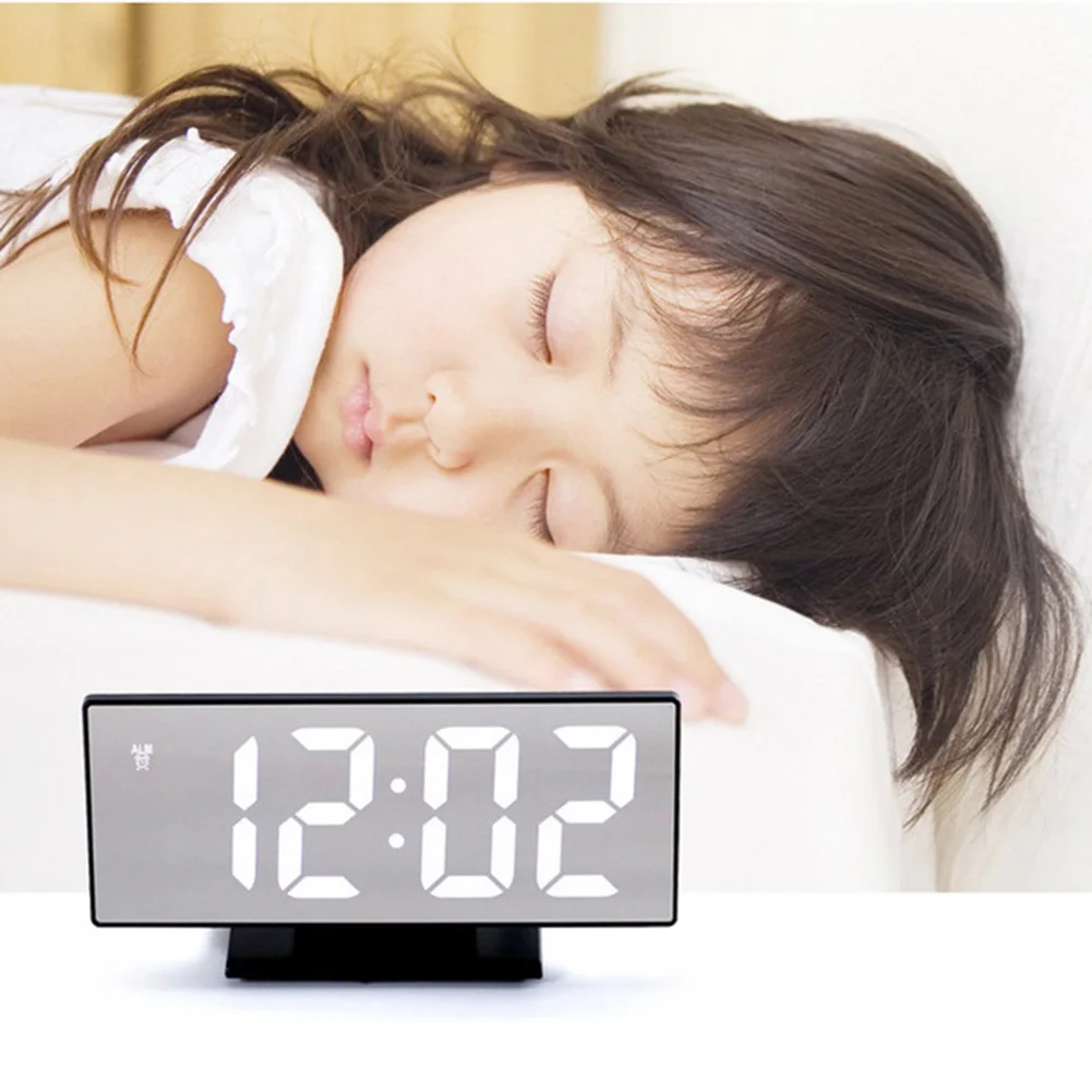 Светодиодный цифровой будильник с большой зеркальной поверхностью функцией