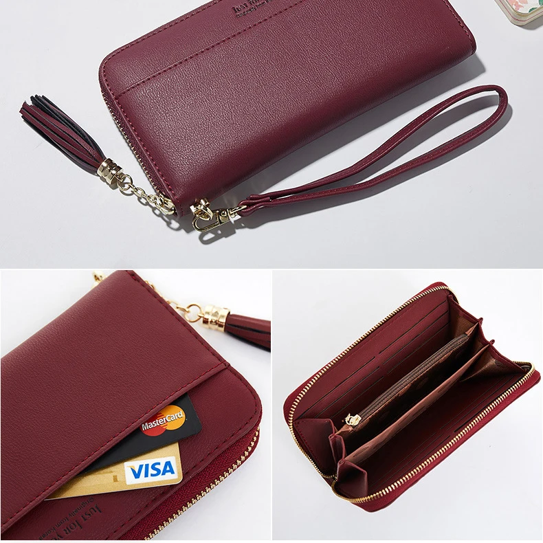 aliwood Tassel Women Wallets Long Zipper Wallet Wristband Clutch Large Capacity Brands Fringed Wallet Female Purse Card holder