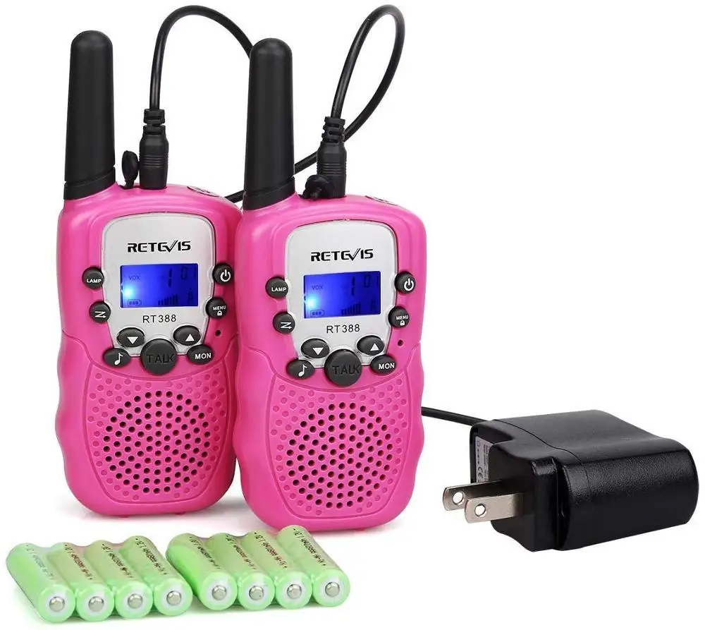 PC Material Pink Retevis RT388 Walkie Talkie Children Rechargeable 2pcs Toy For Girl 6 Years Birthday Gift Rechargeable Battery