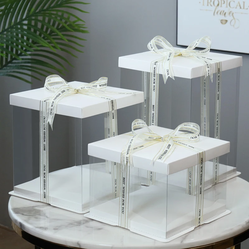 18*18 см ПВХ прозрачная коробка для торта свадебные вечерние коробки конфет цветок