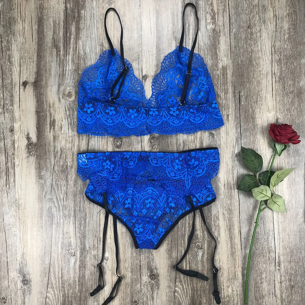 Сексуальное нижнее белье 3 шт. женское кружевное сексуальное беспроводной