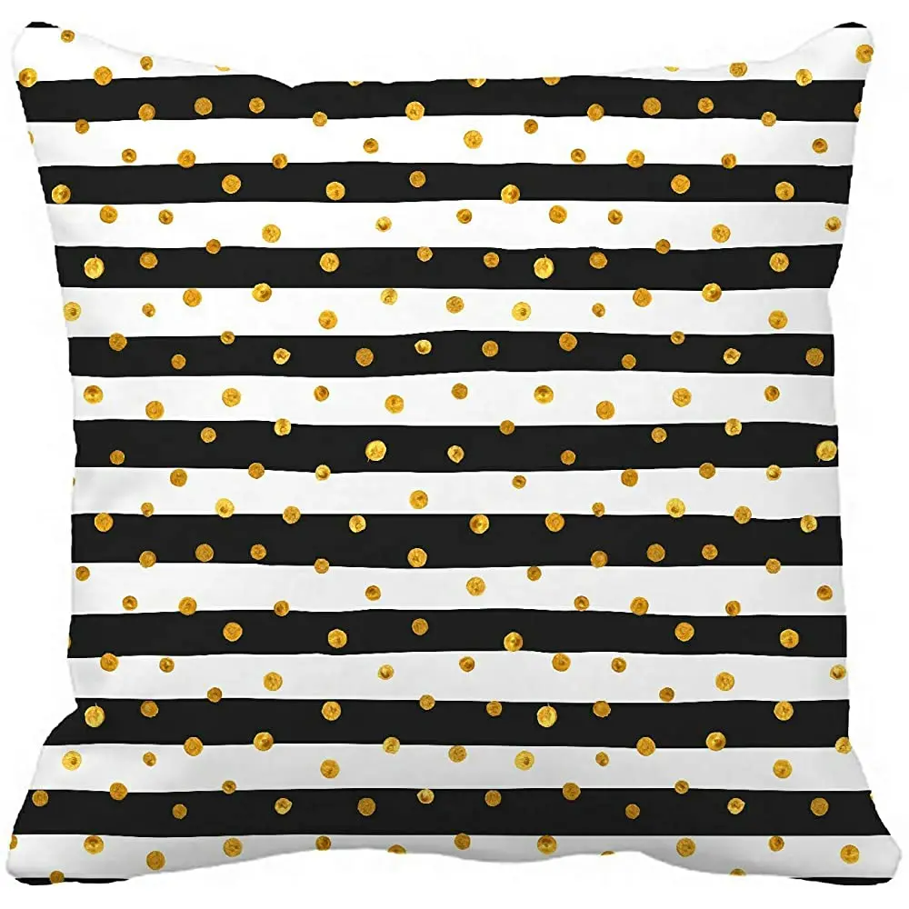 

Случайные золотые точки белые черные полосы Набор наволочек