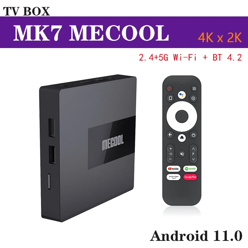 Mecool KM7 TV BOX OS Android 11.0 Amlogic S905Y4 Quad-Core 64bit Cortex-A53 4k BT 4.0 Smart TV Box Youtube/Neflix Set Top Box