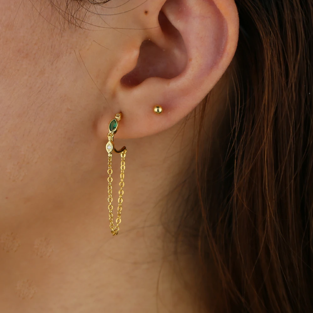 Серьги гвоздики из настоящего стерлингового серебра 925 пробы белый зеленый