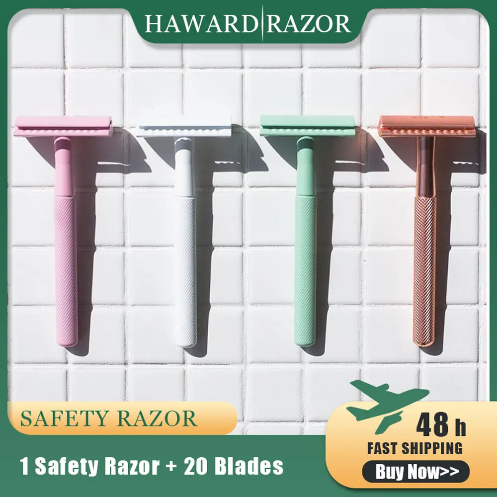 

HAWARD Double Edge Safety Razor For Men 10 Colors Women Hair Removal Shaver Classic Manual Shaving Razor Free 20 Shaving Blade