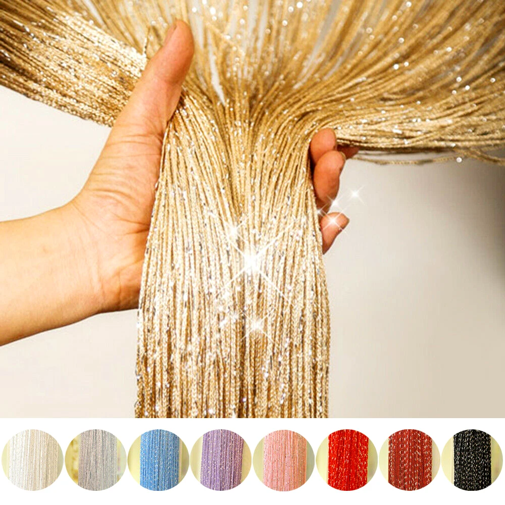 

1pc Glitter String Door Curtain Beads Room Dividers Beaded Fringe Window Panel Bedroom Tassel Crystal Hanging Curtain Home Decor
