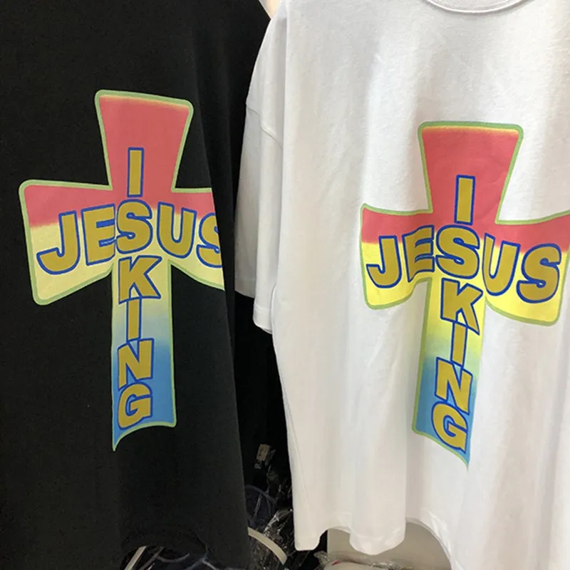 Футболка Kanye West из хлопка для мужчин и женщин топ в стиле хип хоп с принтом Иисуса