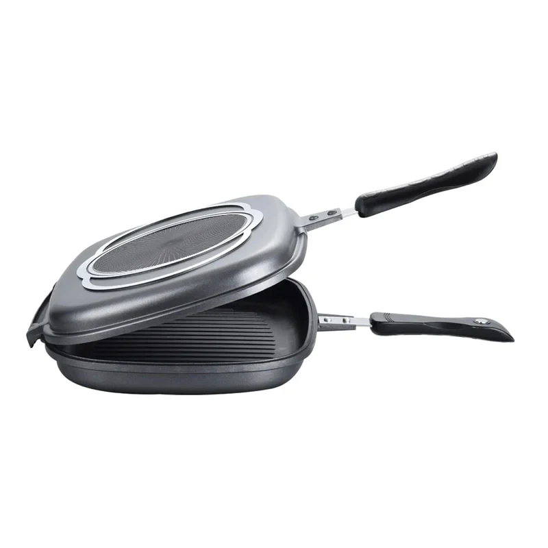 

Double Sided Grill Pan Portable Durable for Grilling Frying Home Kitchen Camping LAD-sale
