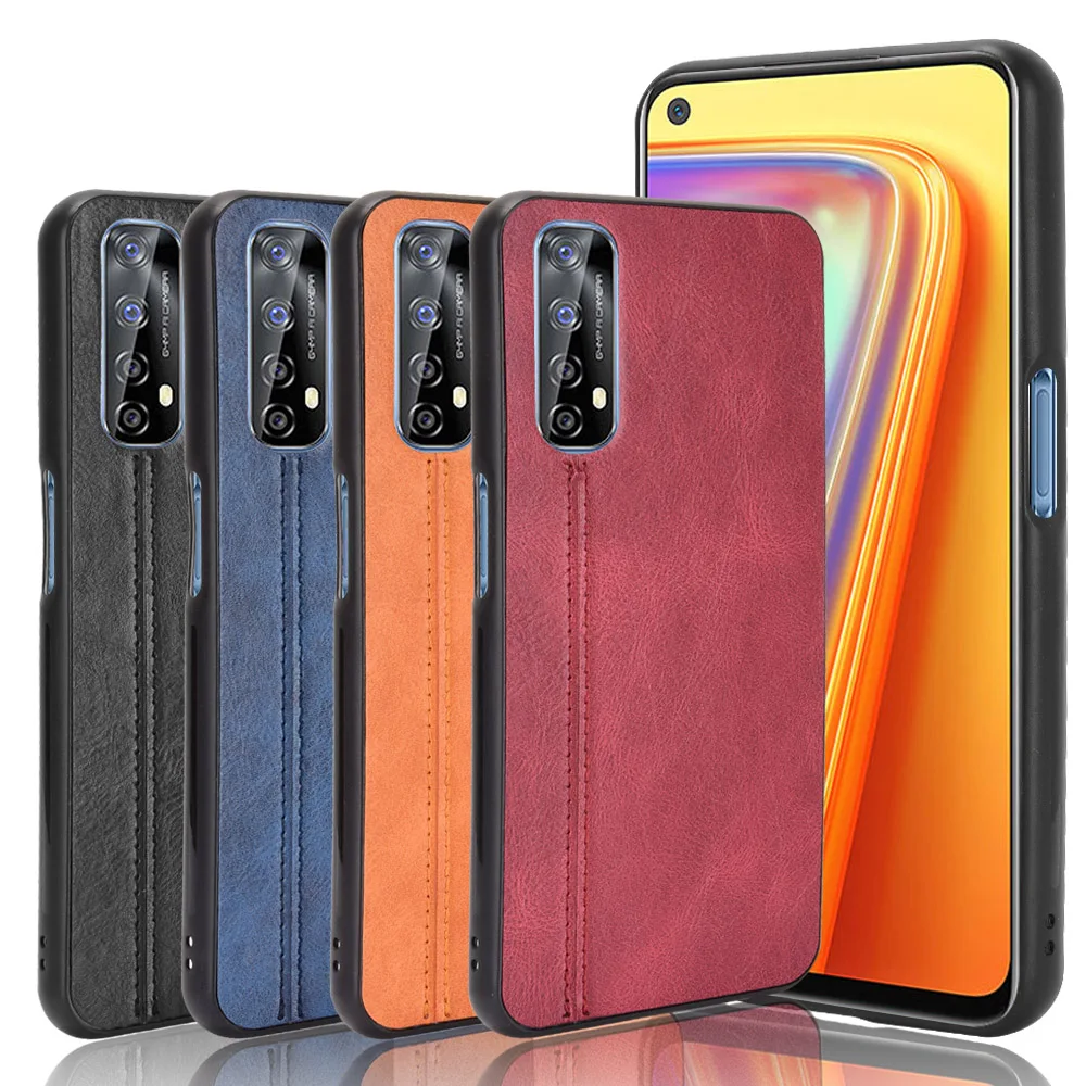Realme Narzo 20 Pro Чехол легкий из телячьей кожи искусственной линии Мягкий край чехол