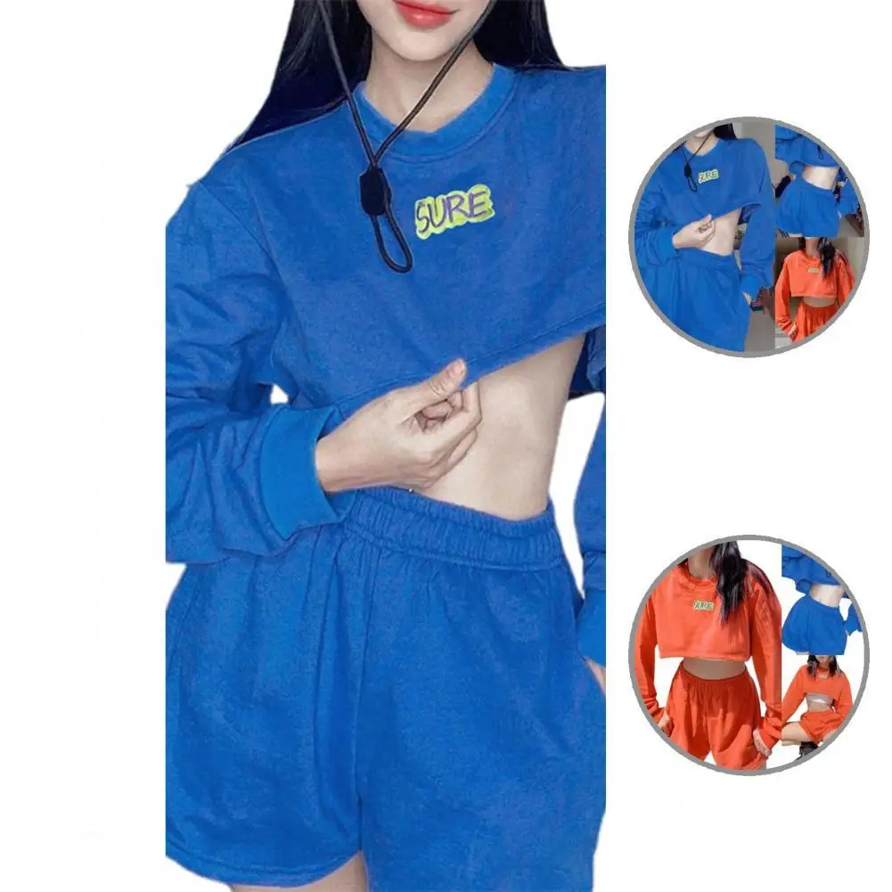 

Skin-friendly Simple Letter Print Sweatshirt Pants Set Two Piece Women Outfit High Waist for Office