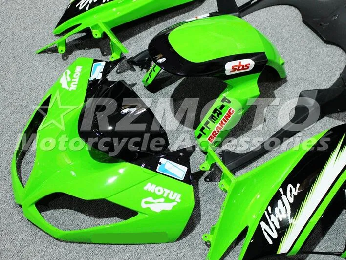 Литья под давлением ABS обтекатель комплект подходит для Kawasaki ZX6R 2009 2010 2011 2012 Обтекатели ZX-6R 09, 10, 11, 12, ниндзя 636 изготовленный на заказ Зеленый