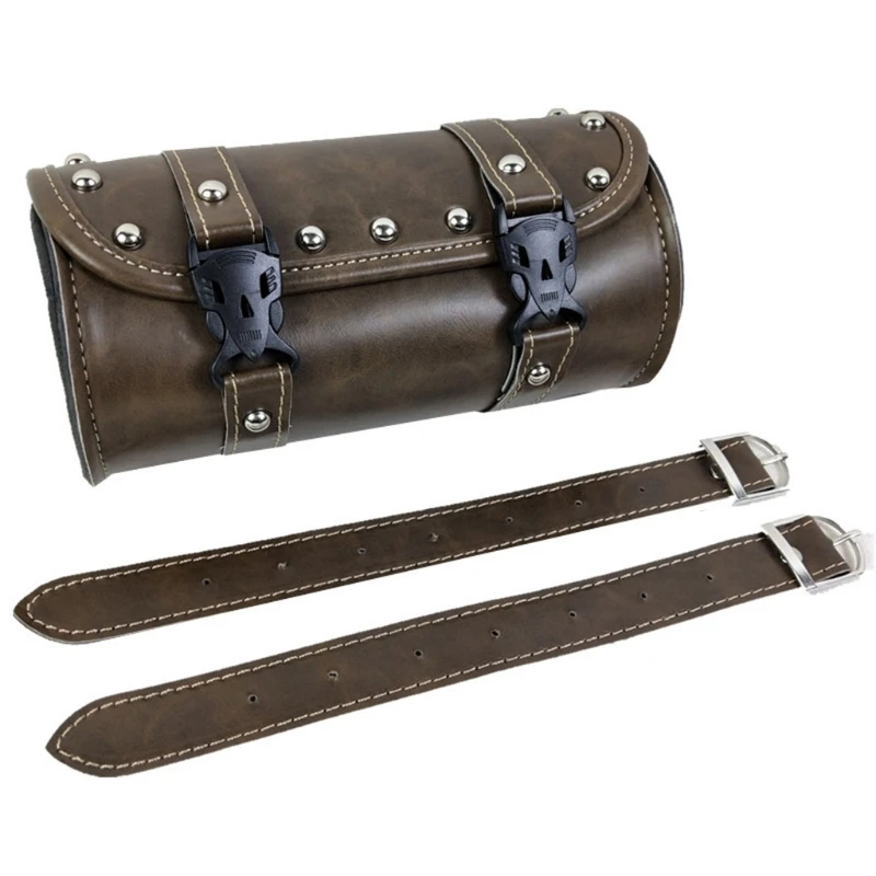 

Durable Motorcycle Leather Front Bag BrownTool Bag High Quality Tool Pouch Multifunctional Handlebar Bags F19A
