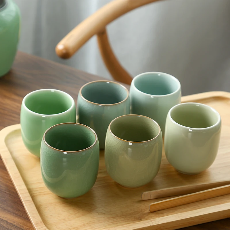 

Longquan Celadon 6pcs Tea Set for Gift Ceramic Tea Cup Water Cup Six-Color Cups