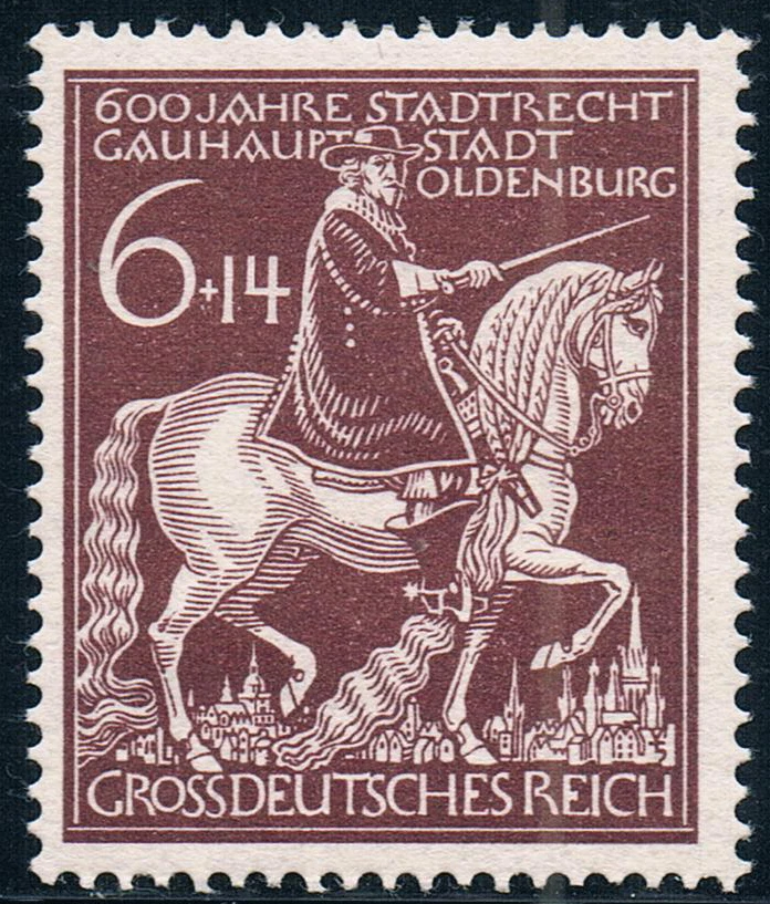 

1Pcs/Set New Germany Post Stamp 1944 Oldenburg City Act 600 Engraving Stamps MNH