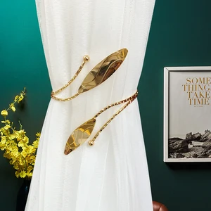 2 шт.компл. занавески с листьями, металлические занавески, занавески для спальни, гостиной, декоративные аксессуары, крючки для занавесок