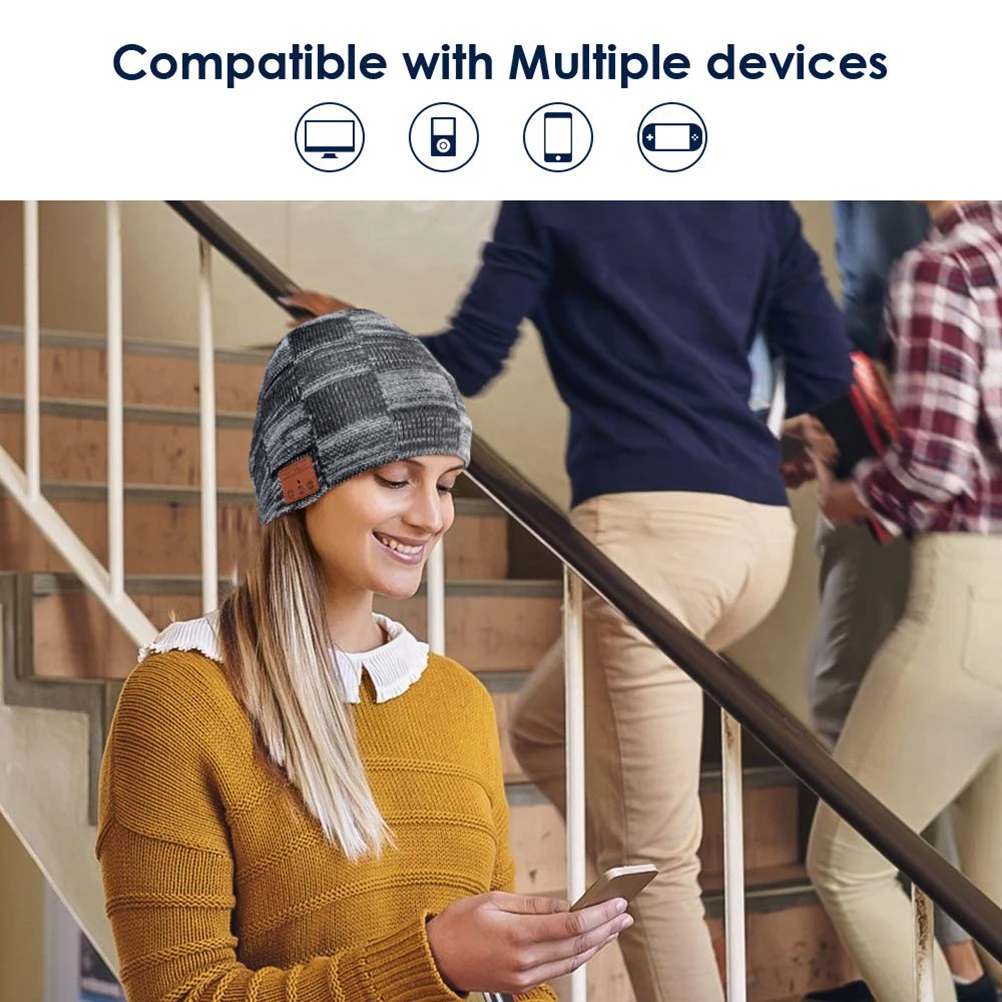 Bluetooth наушники музыкальная шапочка теплые Беспроводные наушники с микрофоном спортивный головной убор для женщин и мужчин