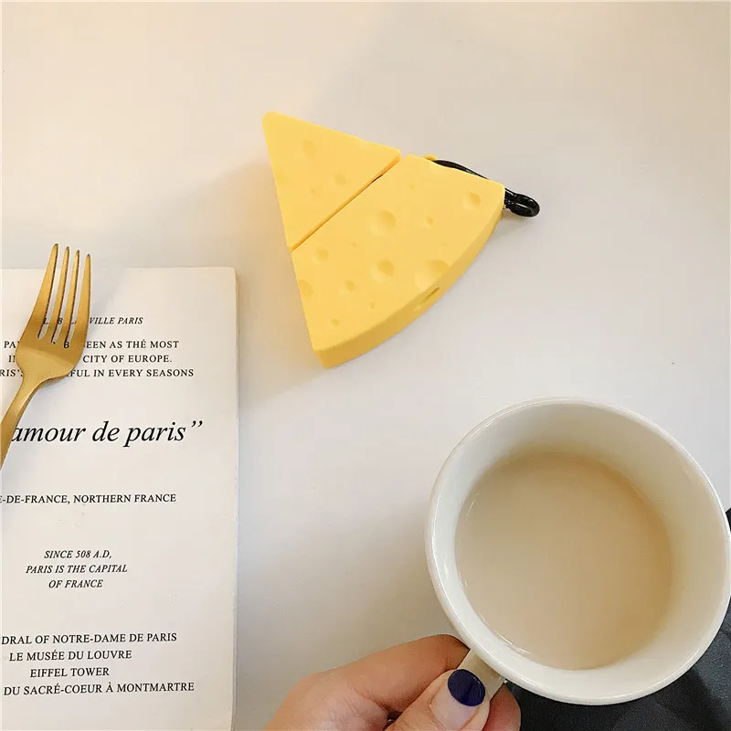 Для AirPod 2 Чехол 3D желтый сыр мягкий силиконовый беспроводной Bluetooth кожухи