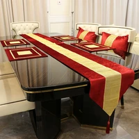 1pcs european style gold rhinestones table runner luxurious faux silk flannel diamond table runners table mat for home