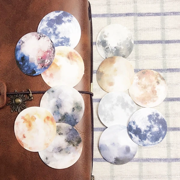 12 шт./компл. Ретро винтажный круглый планета Луна Стикеры набор для скрапбукинга
