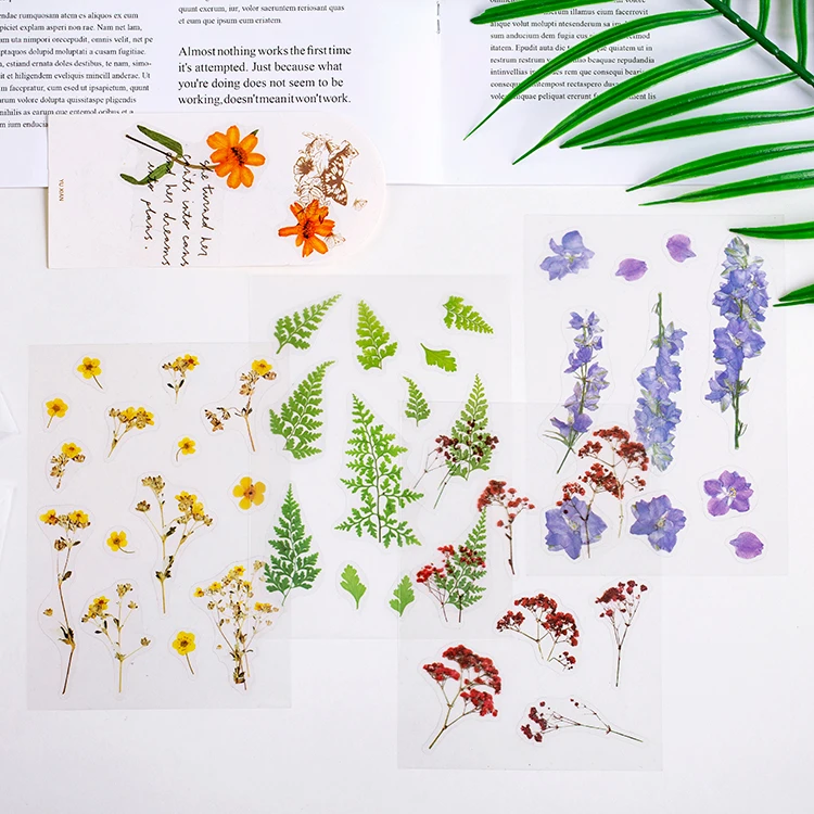 10 X натуральные образцы растений декоративные полупрозрачные наклейки для