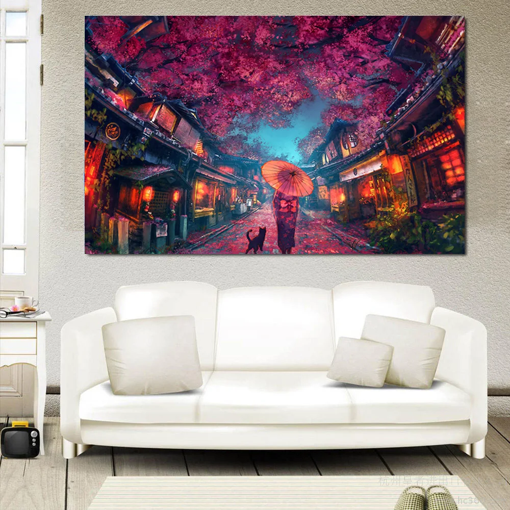 Комиксы вращаются вокруг украшения вишневого цветка картин на холсте и