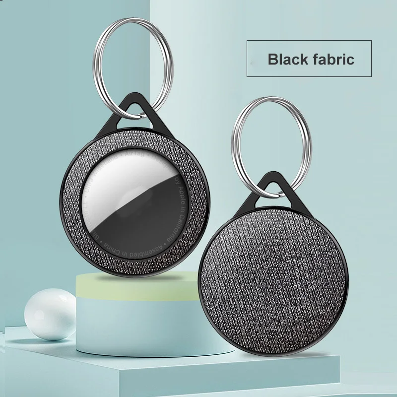 

For Apple Airtags Protective Cover PC Hard Shell Leather Flannel All-inclusive Bluetooth Tracker Anti-lost Case Carry Keychain