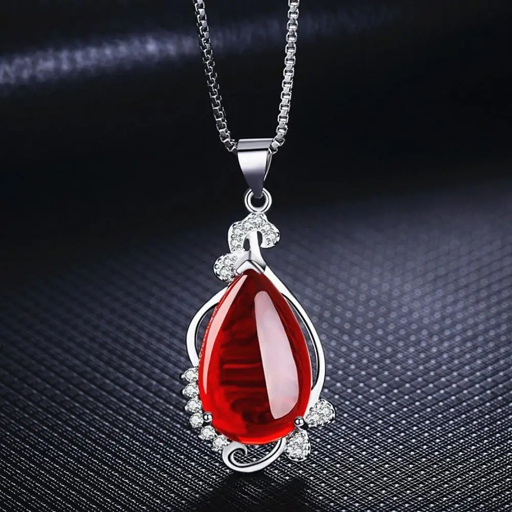 

Vintage red green jade gemstones diamonds pendant necklaces for women 18k white gold silver color choker jewelry bijoux gifts