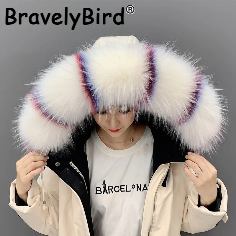 Роскошный воротник из меха енота для женщин и мужчин зимние куртки теплые