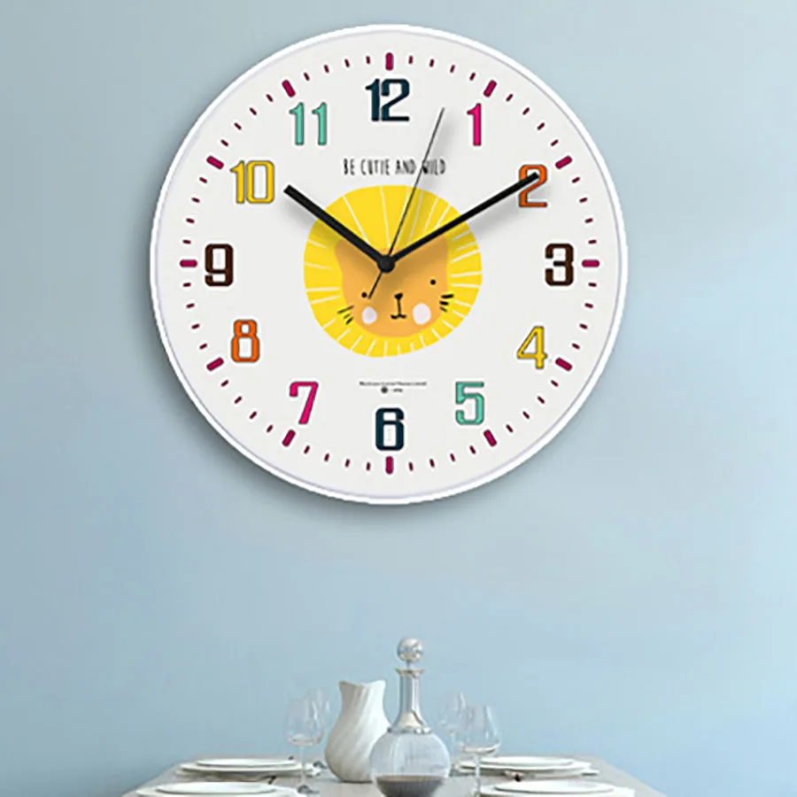 Европейские настенные часы с животными Детские тихие мультяшным рисунком