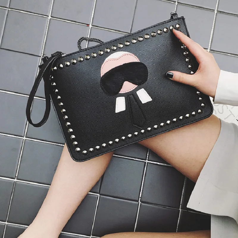 Женские сумки клатчи с заклепками водонепроницаемые мессенджеры из