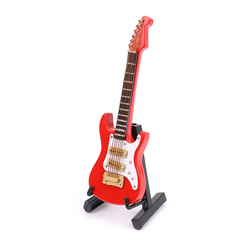 1 set mini elektrische gitarre modell miniatur dekoration musical instrumente mit fall und stehen free global shipping