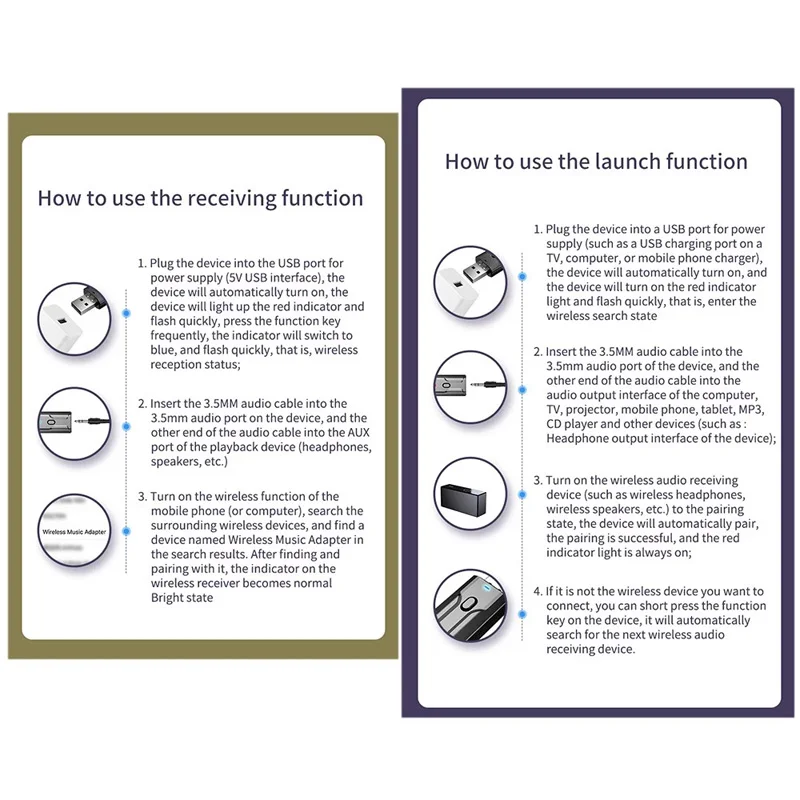 

T02 Bluetooth 5.0 Audio Receiver Transmitter AUX USB 3.5mm Jack Mic Handsfree Call for TV Car PC Music Stereo Wireless Adapter