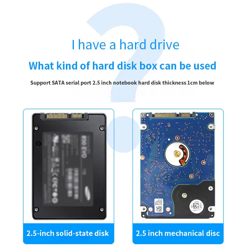 Чехол для жесткого диска USB 3 1 SSD корпус 2 5 дюйма чехол HD SATA на 0 6 Гбит/с Type C ноутбука