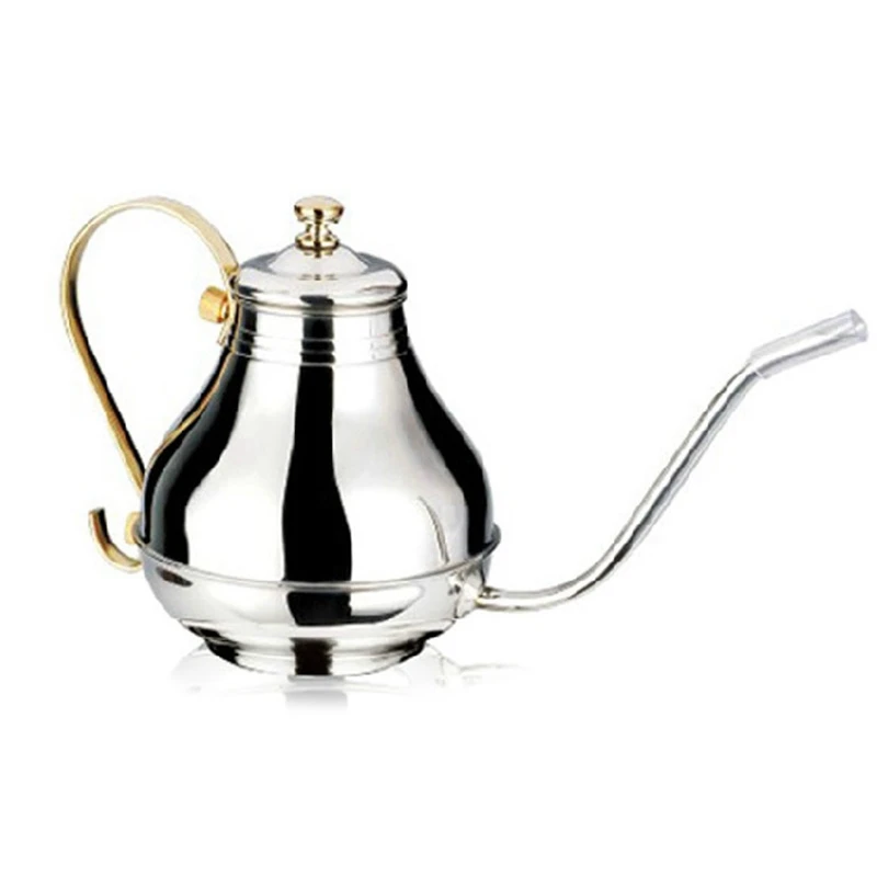 

2 Pcs Fine Mouth Gooseneck Coffee Pot Long Spout Pour over Drip Coffee Kettle DIY Coffee Maker Teapot, Silver & Golden