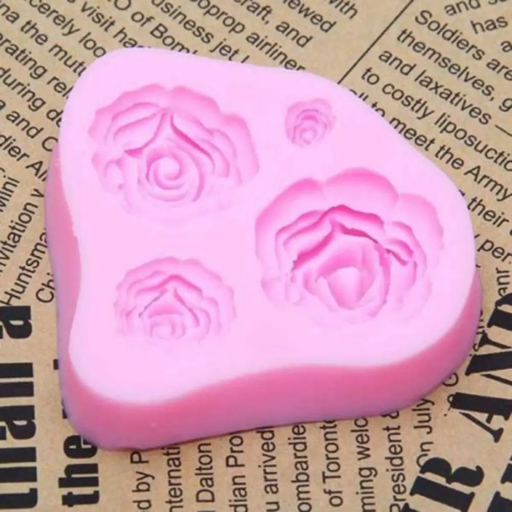 Розы цветок силиконовые формы для торта шоколад мастика украшения Fondant Fimo инструменты 4 размера в 1