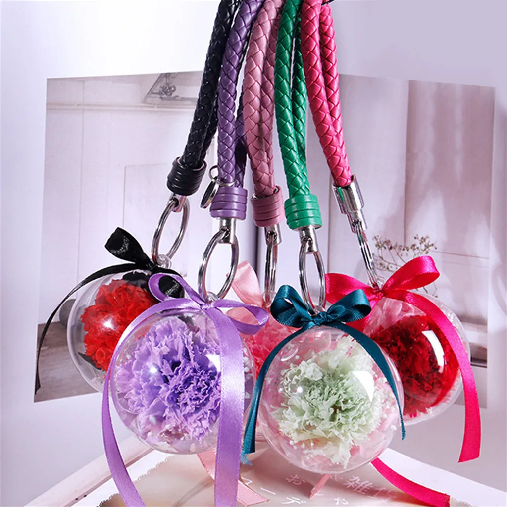 Вечный цветок Роза брелок автомобиля повесить кожаный для ключей дня рождения