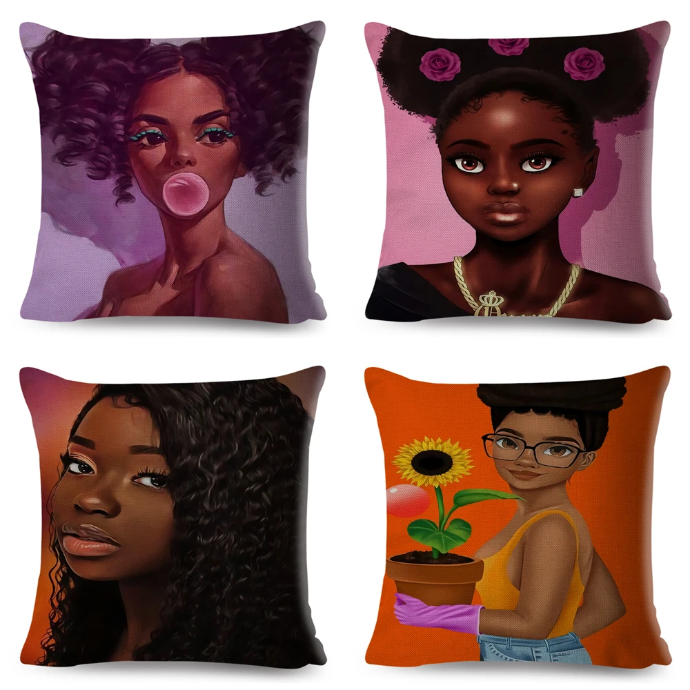 Чехол для подушки с красивой Африканской девушкой декоративный красочный