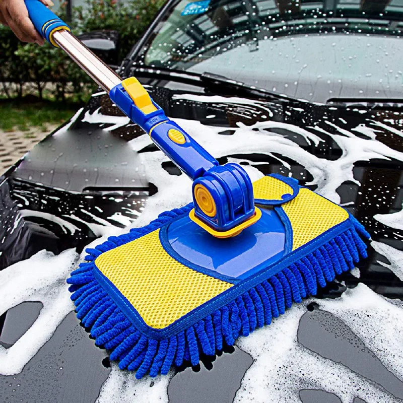 

Car Wash Brush Kit Portable Car Washing Cleaning Mop 360 Rotation Ultra Plush Telescopic Chenille Car Wash Brush with Long Hand