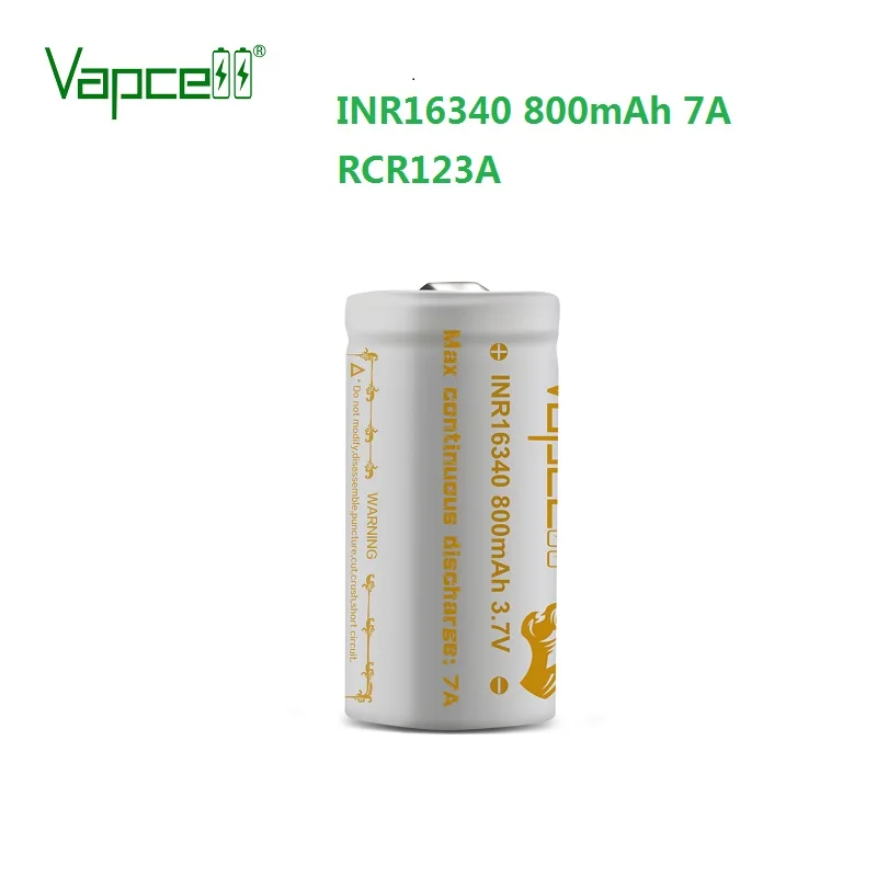 Бесплатная доставка Высокая мощность HKJ тест Vapcell 16340 800mah 7A 3 7 v RCR123A аккумуляторная