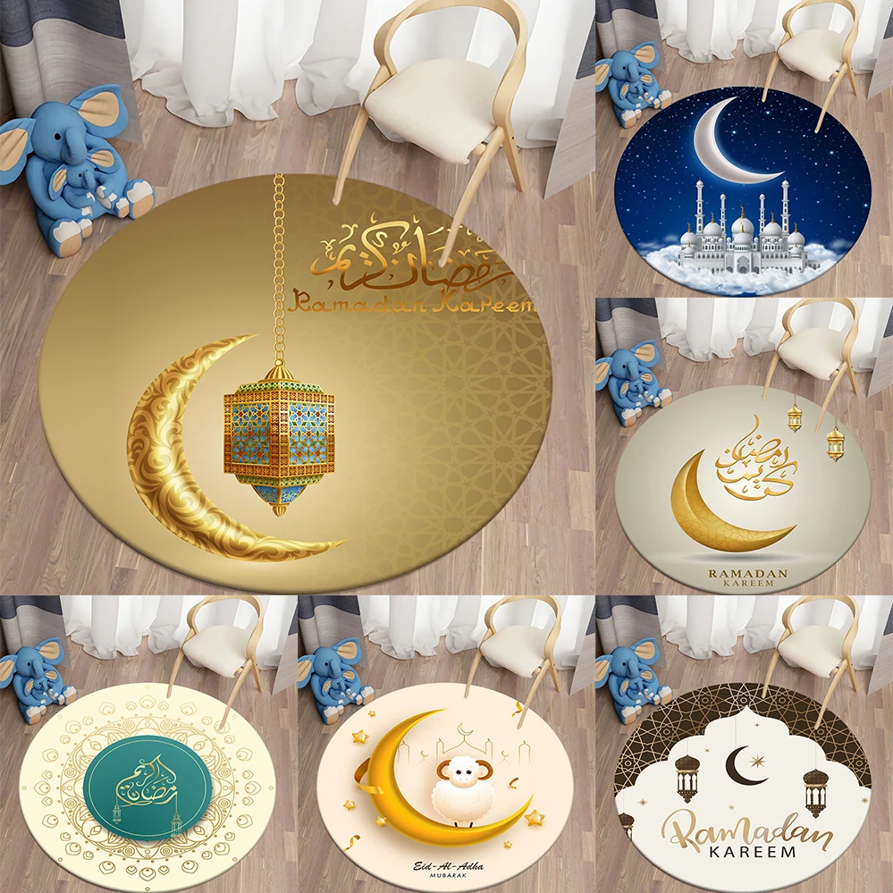 Muslim Prayer Rug Islamic Round Carpet Living Room Mat For tapis de priere Islam Mats Eid Rugs Children | Дом и сад