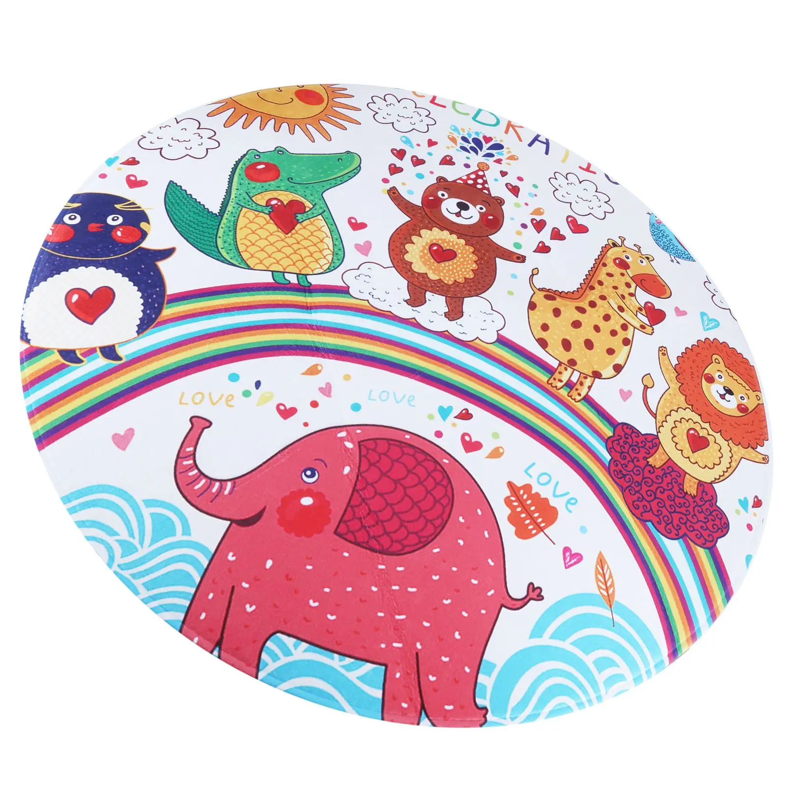 

Baby Play Mat Round Area Rug Toddler Crawling Mat Cartoon Pattern Floor Mat For Living Room Bedroom 39.4 Inches Green Material