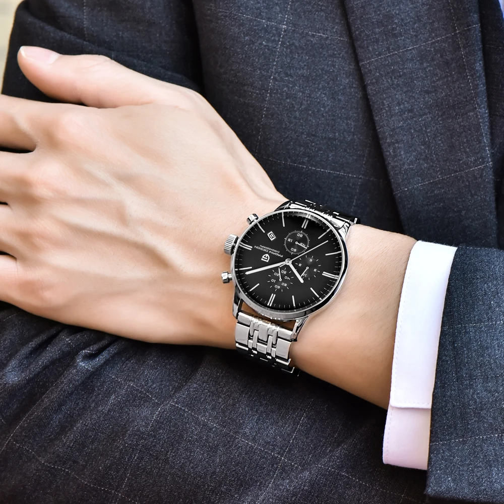 Бренд класса люкс водонепроницаемые 30 метров кожа Япония Seiko VK67 движение
