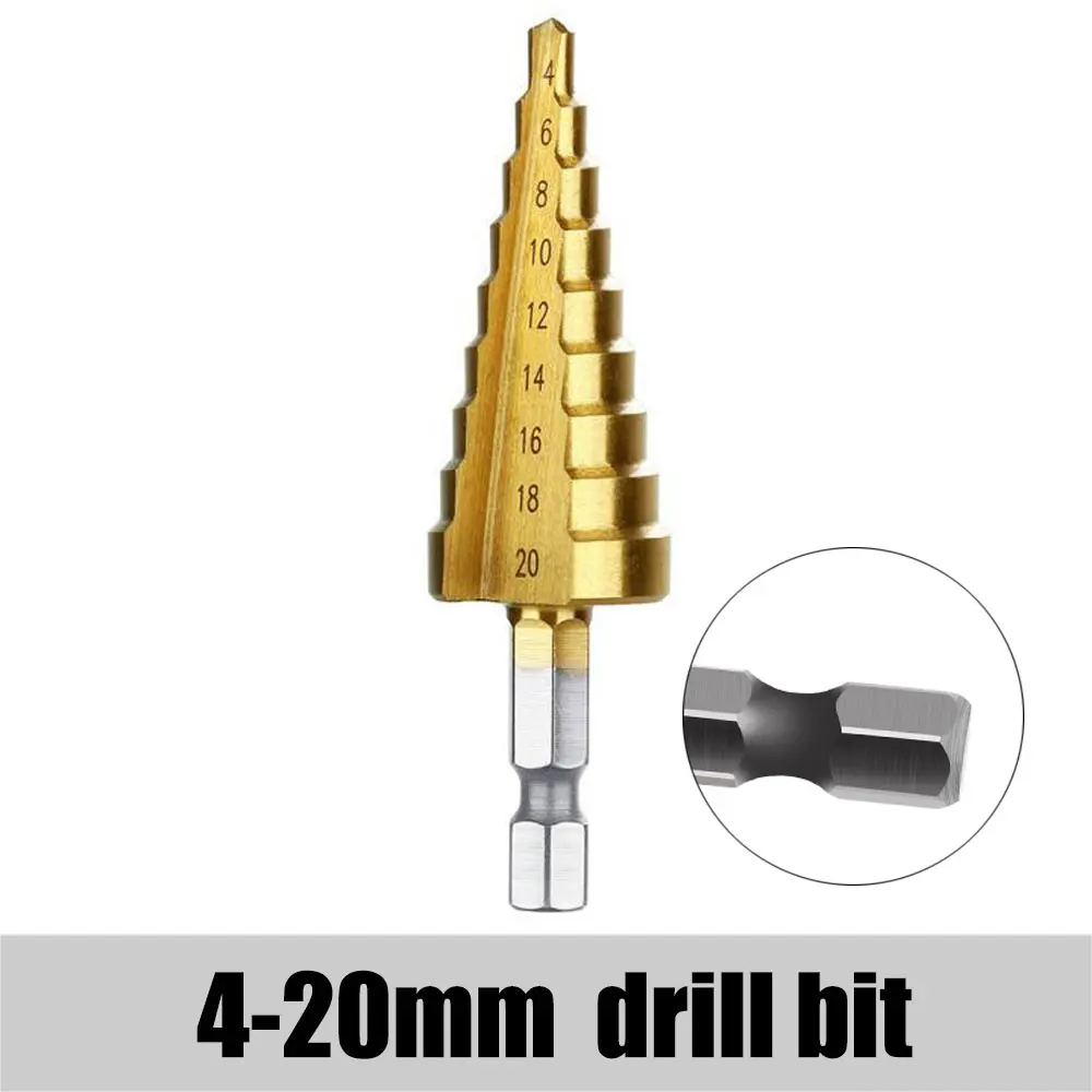 1xdrill bit 4-20mm Vastar HSS стали титана шаг сверла конус Cutt инструменты Деревообработка Дерево Металл сверло Набор 3-12 мм 4-12 мм 4-20 мм 3-13 мм - Цвет: 1xdrill bit 4-20mm