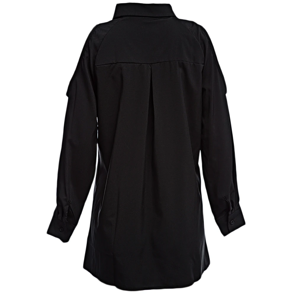 Женский шифоновый топ Весенняя Осенняя рубашка Длинная блузка на пуговицах